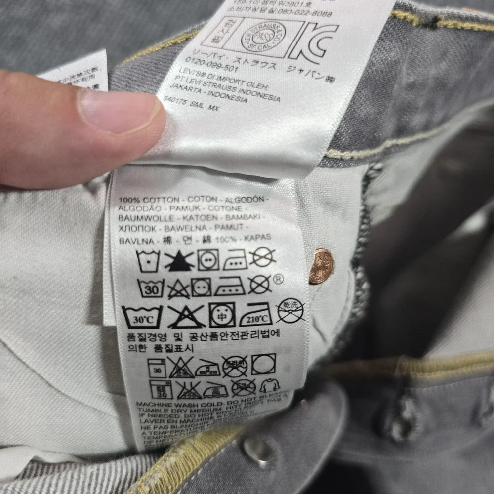 Levi's 501 Jeans Mens 36x34 Gray Regular Straight Denim Button Fly Fits 34x31